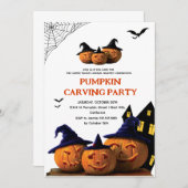 Modern Pumpkin Carving Adult Halloween Party  Einladung (Vorne/Hinten)