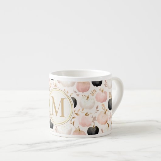 Modern Pumpkin Monogram - Personalisiert Initial Espressotasse (Vorderseite Rechts)