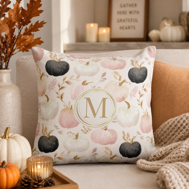 Modern Pumpkin Monogram - Personalisiert Initial Kissen (Von Creator hochgeladen)