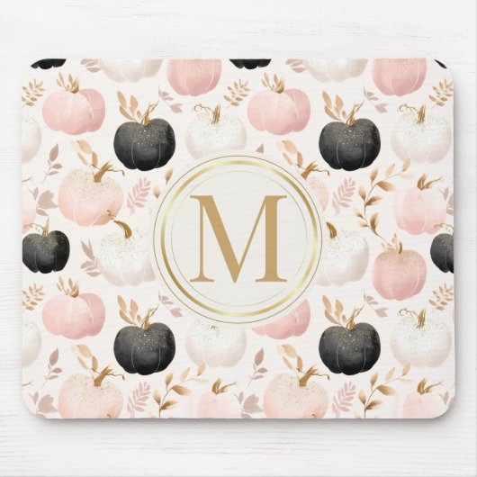 Modern Pumpkin Monogram - Personalisiert Initial Mousepad (Vorne)