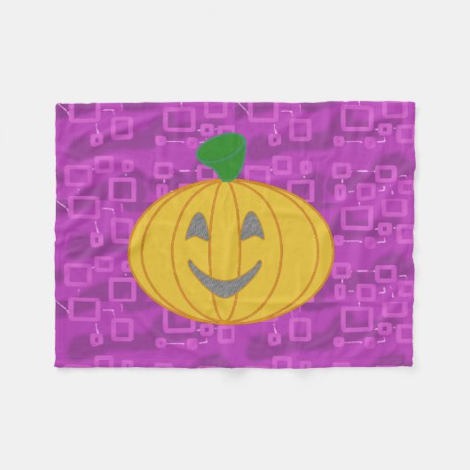 Modern Pumpkin on Purple Geometric Fleece Blanket (Vorderseite (Horizontal))