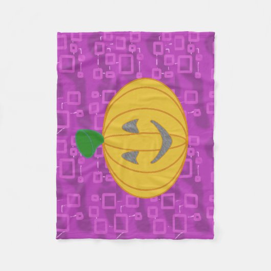 Modern Pumpkin on Purple Geometric Fleece Blanket (Vorderseite)