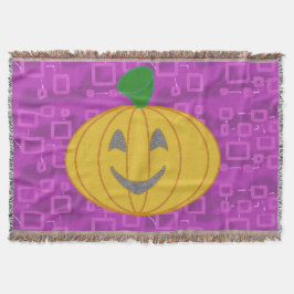 Modern Pumpkin on Purple Geometric Throw Blanket Decke