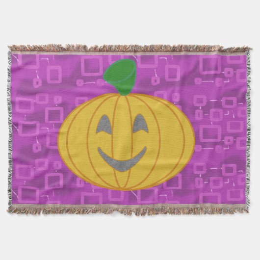 Modern Pumpkin on Purple Geometric Throw Blanket Decke (Vorderseite)