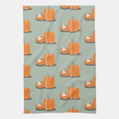 Modern Pumpkin Pumpkin Pie Muster Creme Green Geschirrtuch (Vertikal)