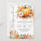 Modern Pumpkin Watercolor Freundliches Abendessen Einladung (Vorderseite)