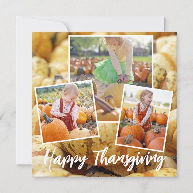 Modern Pumpkins Happy Thanksgiving Foto Card (Vorderseite)