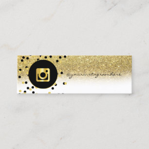 Modern, Punkte, Gold Glitter Instagram Social Medi Mini Visitenkarte