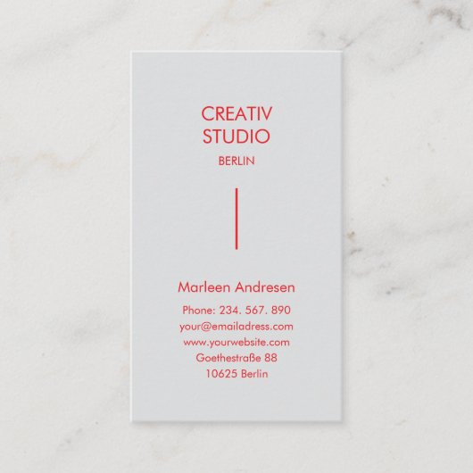Modern Pure Gray Red Visitenkarte (Vorderseite)