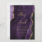Modern Purple Agate Chic Script Wedding Einladung (Vorderseite)