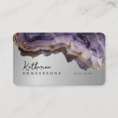 Modern Purple Agate & gold glitter marble QR Code Visitenkarte (Vorderseite)