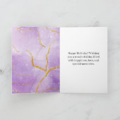 Modern Purple and Gold Photo & Name Birthday Karte (Innenseite)