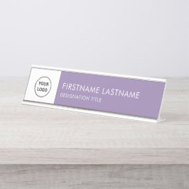 Modern Purple and White - Add Logo, Name, Title Schreibtischnamensplakette