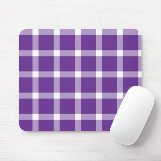 Modern Purple and White Gingham Checkered Pattern Mousepad (Mit Mouse)