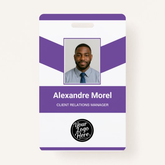 Modern Purple Chevron Professional ID Badge Ausweis (Vorderseite)