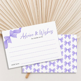 Modern Purple Coquette Bow Advice and Wishes Card Begleitkarte