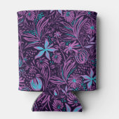 Modern Purple Dark Floral Pattern Personalised Dosenkühler (Rückseite)