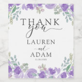 Modern Purple Floral Favor Wedding Weinetikett (Einzelnes Label)