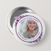 Modern Purple Floral Forever in our Hearts  Button (Vorne & Hinten)