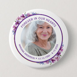 Modern Purple Floral Forever in our Hearts  Button