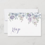 Modern Purple Floral Rsvp Wedding Karte (Vorderseite)