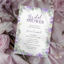 Modern Purple Floral Watercolor Bridal Shower