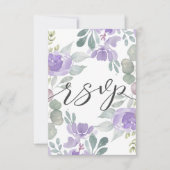 Modern Purple Floral Wedding RSVP Karte (Vorderseite)