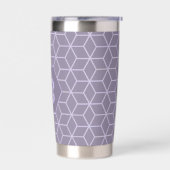 Modern Purple Geometric Cubes Pattern Monogram Thermobecher (Links)