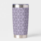 Modern Purple Geometric Cubes Pattern Monogram Thermobecher (Rückseite)