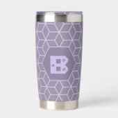 Modern Purple Geometric Cubes Pattern Monogram Thermobecher (Vorderseite)