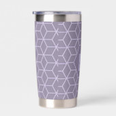 Modern Purple Geometric Cubes Pattern Monogram Thermobecher (Rechts)
