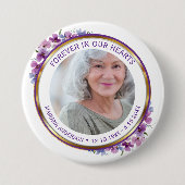 Modern Purple & Gold Floral Forever in our Hearts Button (Vorderseite)
