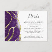 Modern Purple Gold Ink Wedding Details Begleitkarte (Vorderseite)
