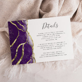 Modern Purple Gold Ink Wedding Details Begleitkarte