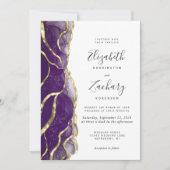 Modern Purple Gold Ink Wedding Invitation Einladung (Vorderseite)