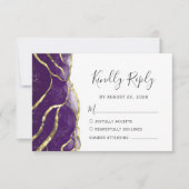 Modern Purple Gold Ink Wedding RSVP Karte (Vorderseite)