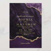 Modern Purple Gold Wedding Photo Invitation Einladung (Vorderseite)