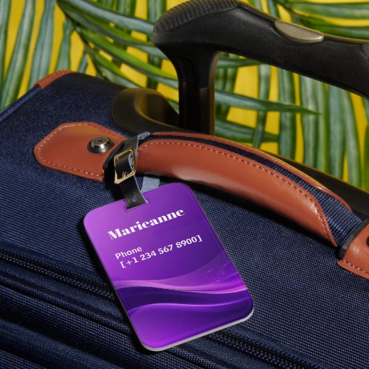 Modern Purple Gradient Wave Minimalist Gepäckanhänger (Vorderseite Insitu 1)