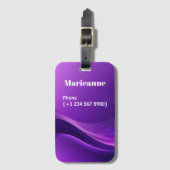 Modern Purple Gradient Wave Minimalist Gepäckanhänger (Vorderseite Vertikal)