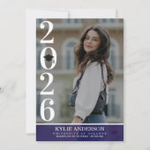 Modern Purple Graduation Cap Senior Photo Einladung (Vorderseite)