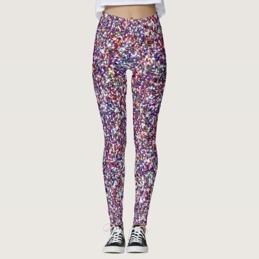 Modern Purple Grey Pink Magenta Glitter Pattern Leggings (Vorderseite)