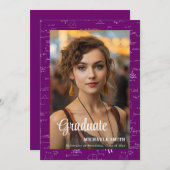 Modern Purple Math Photo College Graduation Ankündigung (Vorne/Hinten)
