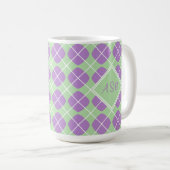 Modern Purple Mint Green Argyle Kaffeetasse (VorderseiteRechts)