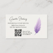 Modern Purple Mobile Notary Photo QR Code Visitenkarte (Rückseite)