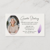 Modern Purple Mobile Notary Photo QR Code Visitenkarte (Vorderseite)