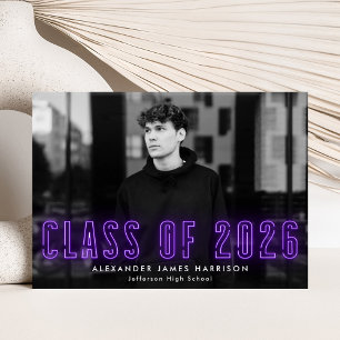 Modern Purple Neon Class of 2023 Photo Graduation Ankündigung