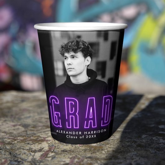 Modern Purple Neon Graduation Pappbecher