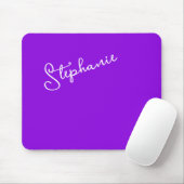 Modern Purple Personalized Name Script Minimalist  Mousepad (Mit Mouse)