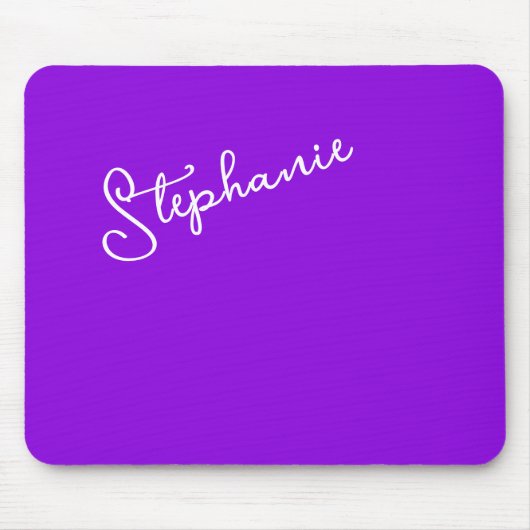 Modern Purple Personalized Name Script Minimalist  Mousepad (Vorne)