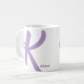 Modern Purple & Pink Monogram Personalized Name K Kaffeetasse (Vorderseite Links)